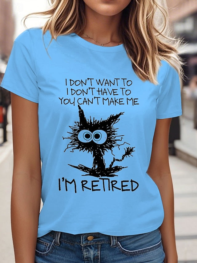 Women's T Shirt Retired Graphic Animal Letter Stylish