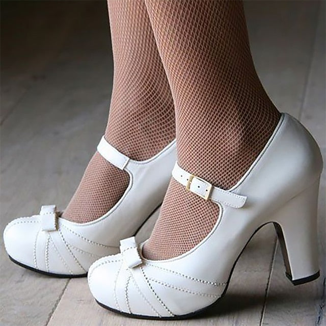 Heels Jane Black with Bow Suede Red Detail and Women's Mary