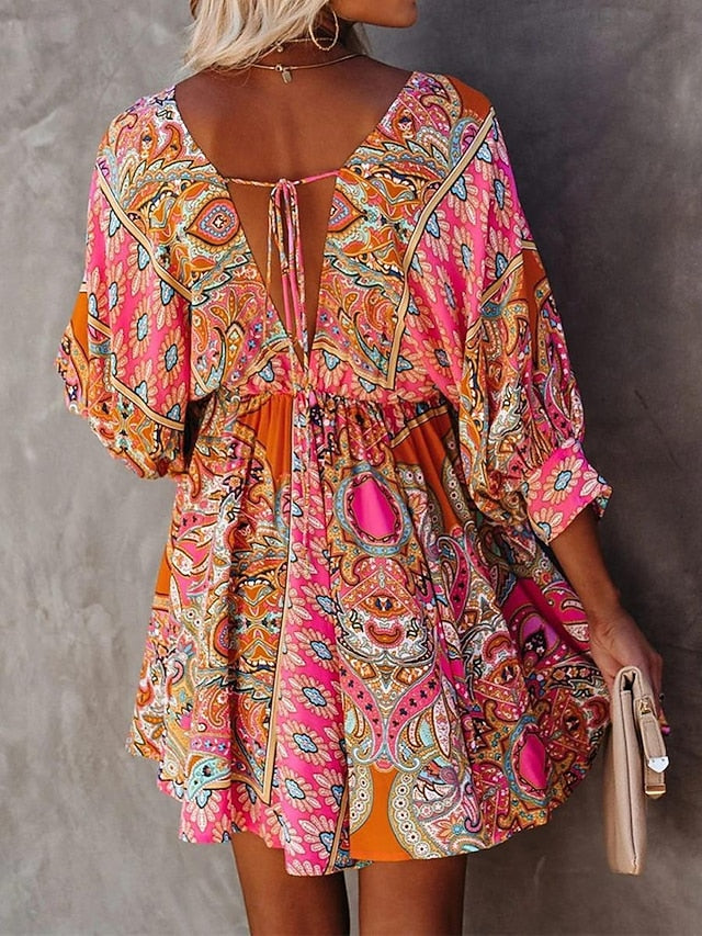 Women's Mini Dress Petite Dress Paisley Dress Casual Dress