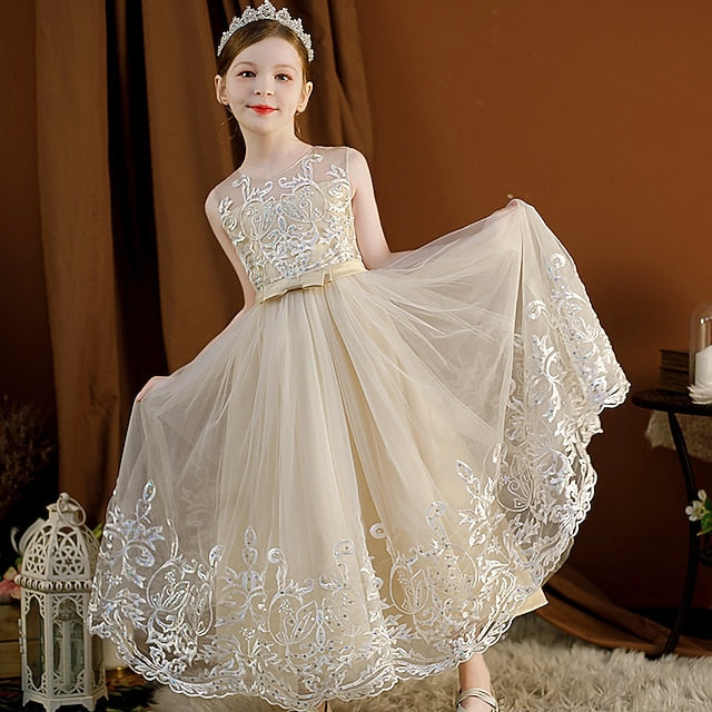 Girls' Dress Christening Sleeveless Flower Wedding Kids