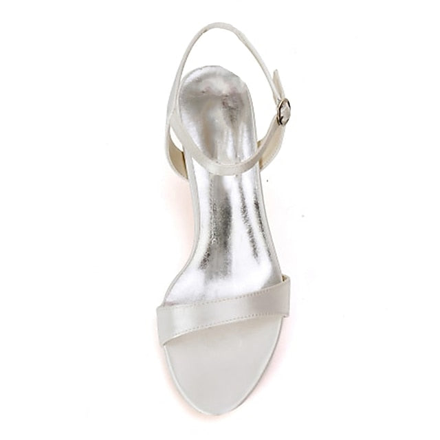 Gold Wedding Adjustable Women's Satin Ankle Heels with