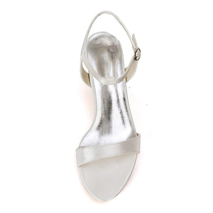 Gold Wedding Adjustable Women's Satin Ankle Heels with