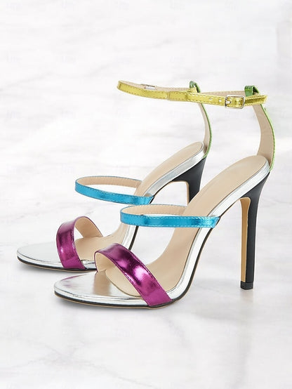 Heels Vibrant Multi-Color Metallic Stiletto – Women's