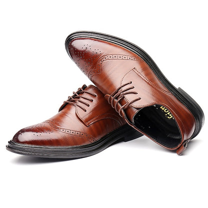 Shoes Faux Brown – Classic Dress Brogue Leather Men's
