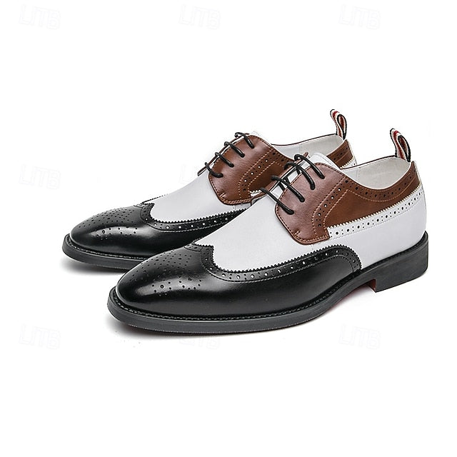 in Black Brogue Shoes Oxford Men's Tri-Color Wingtip