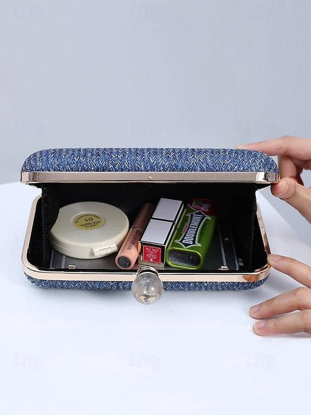 Elegant Pearl Clutch Straw Purse Clasp - with Stylish