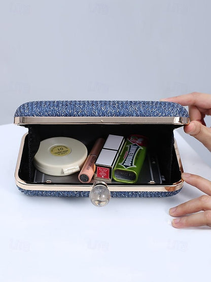 Elegant Pearl Clutch Straw Purse Clasp - with Stylish