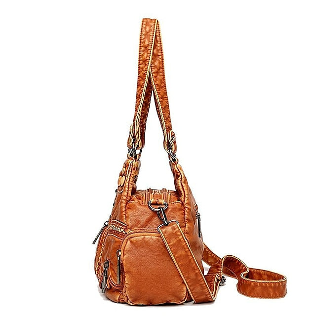 Tasche Stylish - Vintage Schulter Damen Braun Leder