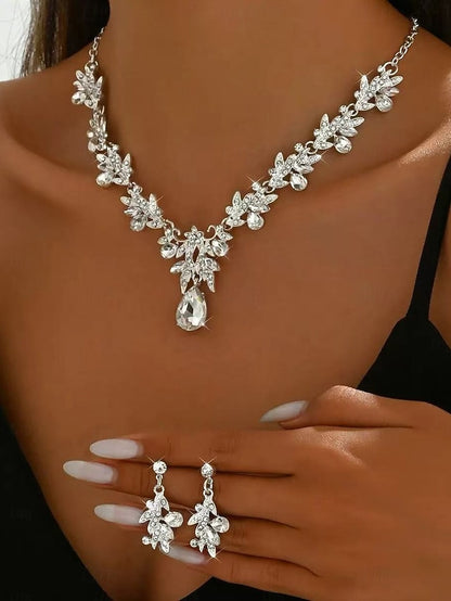 Rhinestone Pendant Teardrop Women's Gold - Set with Jewelry