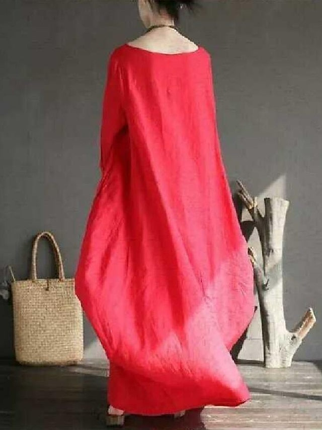 Women's Black White Red Summer Spring Fall Maxi long Dress