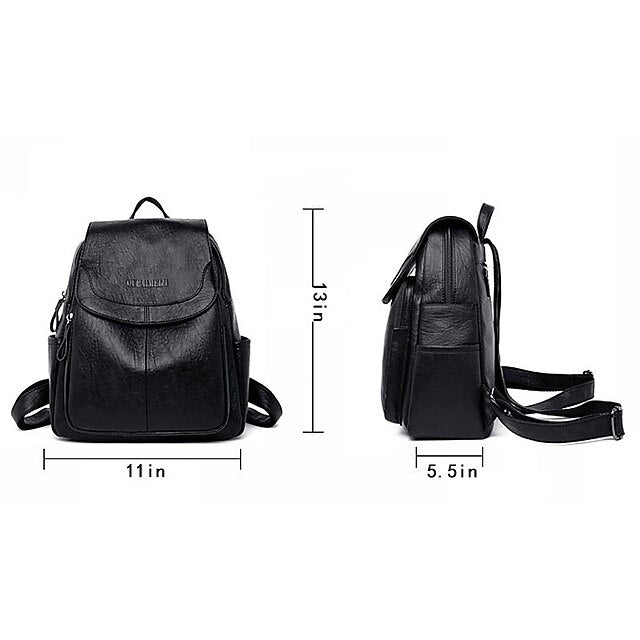 Rucksack aus Kunstleder mit burgunderfarbenem Klappverschluss für Damen