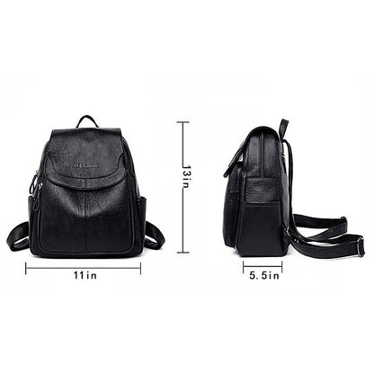 Rucksack aus Kunstleder mit burgunderfarbenem Klappverschluss für Damen