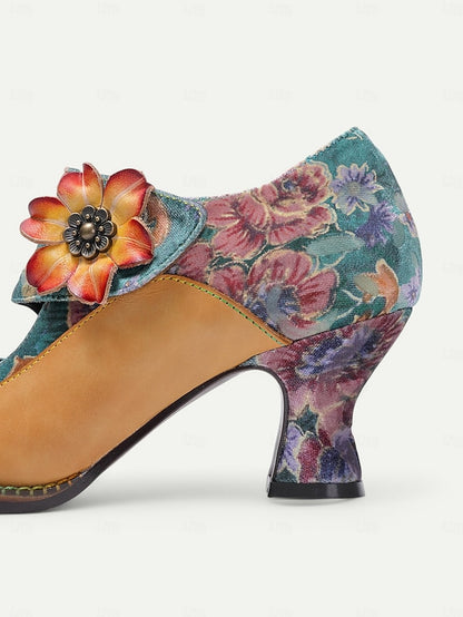 Heels 1930s Jane Floral Leather – Women's Mary Vintage