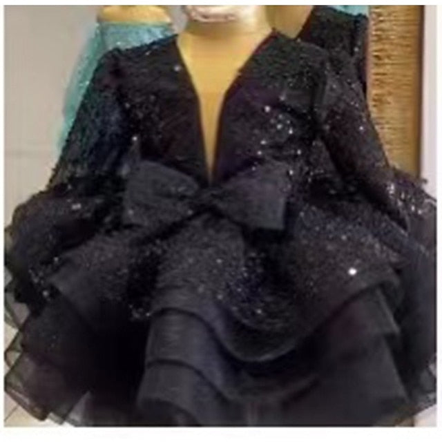 Girls' Dress Flower Long Sequin Kids Girl Party