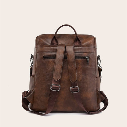 et sac à dos vintage en cuir avec pompon et similicuir pour femme