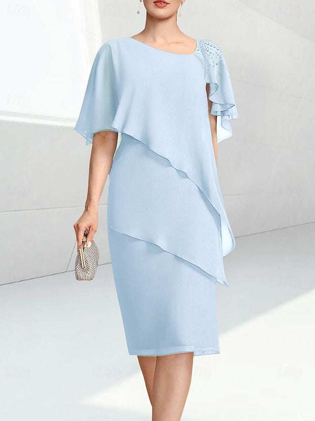 Bride Elegant Sheath Mother of Dress the Jewel Beach Wedding