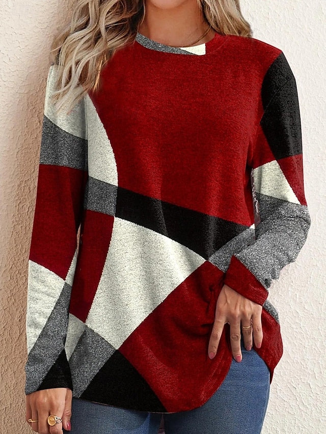 Women's T shirt Long Sleeve Crew Neck Long Sleeve Tunic
