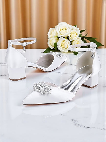 Burgundy Wedding Satin Women's with Shoes Block Heel