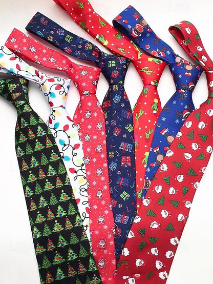 Fun Men's Polyester Tie and Tree Santa Christmas – Silk