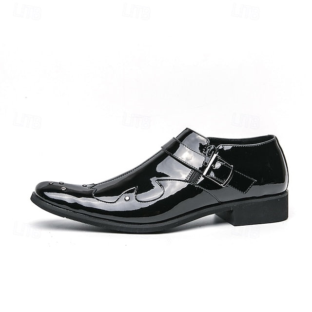 Monk Strap Black Leather Dress Shoes Formal Men's –