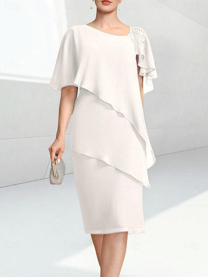 Bride Elegant Sheath Mother of Dress the Jewel Beach Wedding