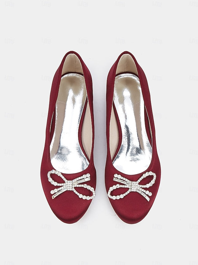 Flats Rhinestone Round-Toe - Embellished Bow Women's