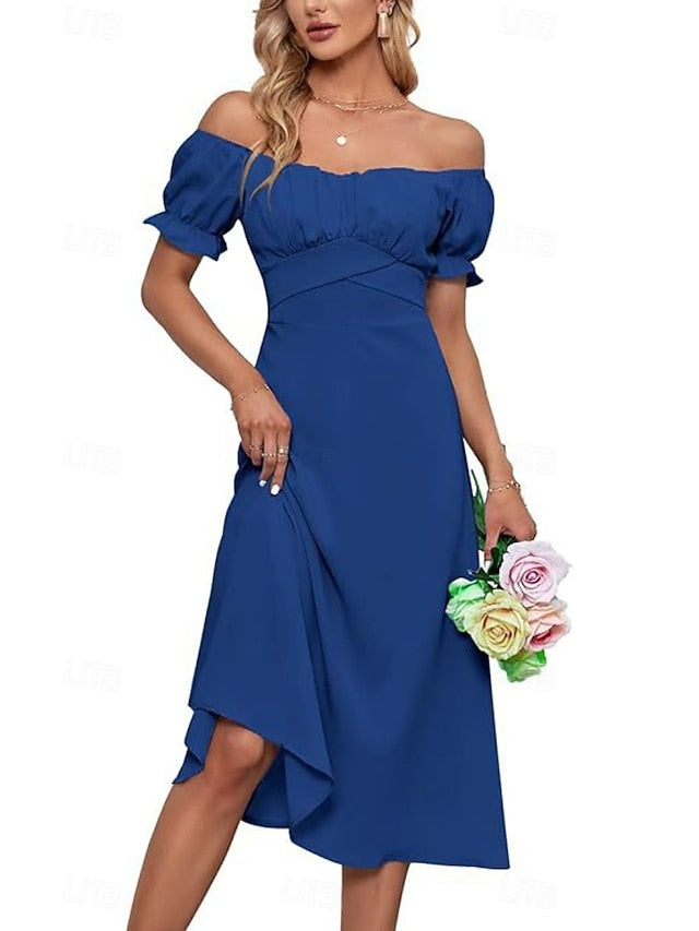 Women's Midi Dress Cotton Linen Dress Fashion Basic Modern