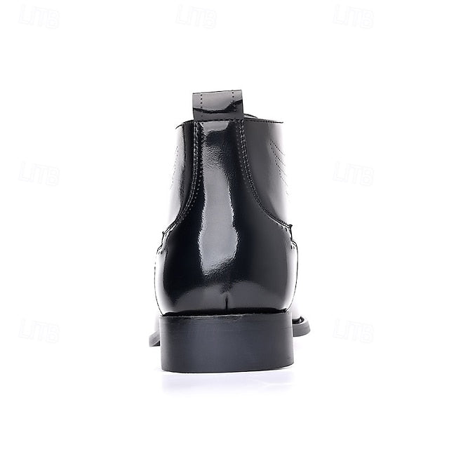 Leather Brogue Burgundy Glossy Faux Ankle Men's Wingtip