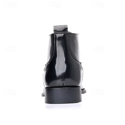 Leather Brogue Burgundy Glossy Faux Ankle Men's Wingtip