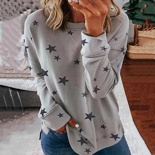 Women's T Shirt Star Fashion Long Sleeve Round Neck Regular