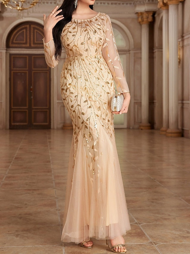 Crew Elegant Neck the Floor of Party Mother Dress Bride