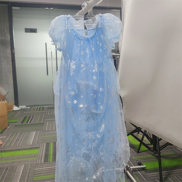Cloak Dress Frozen Princess Cosplay Elsa Girl Flower