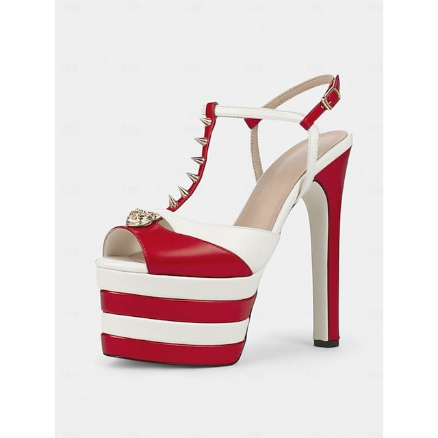 Silver Metallic Edgy Heels High - Gold Women's and Platform