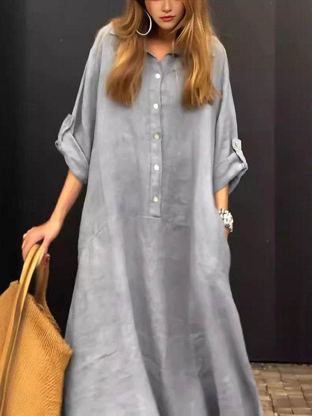 Women's Maxi Dress Shirt Dress Casual Dress Basic Casual