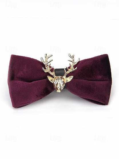 Gold Tie Pin Head Velvet with Men's Bow Deer