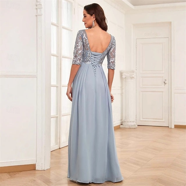 Simple Elegant Mother Floor Bride the Dress Crew of Neck
