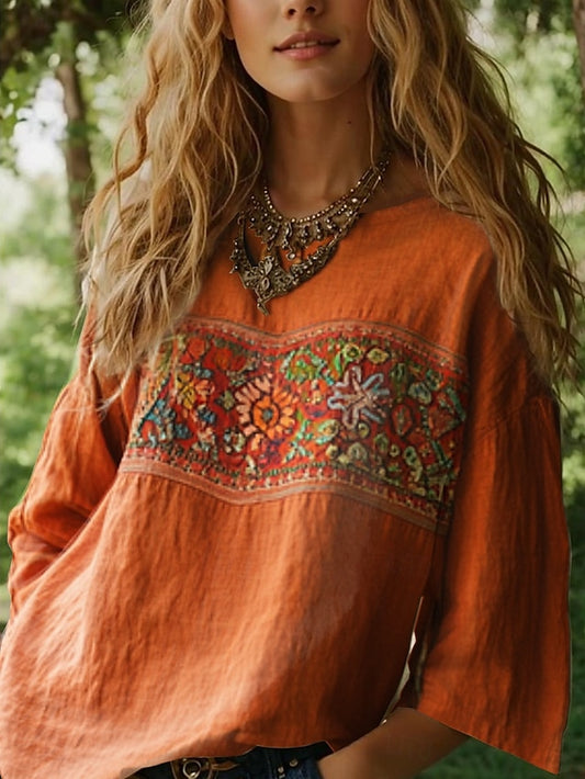 Women's Blouse Linen Like Breathable Lightweight Long