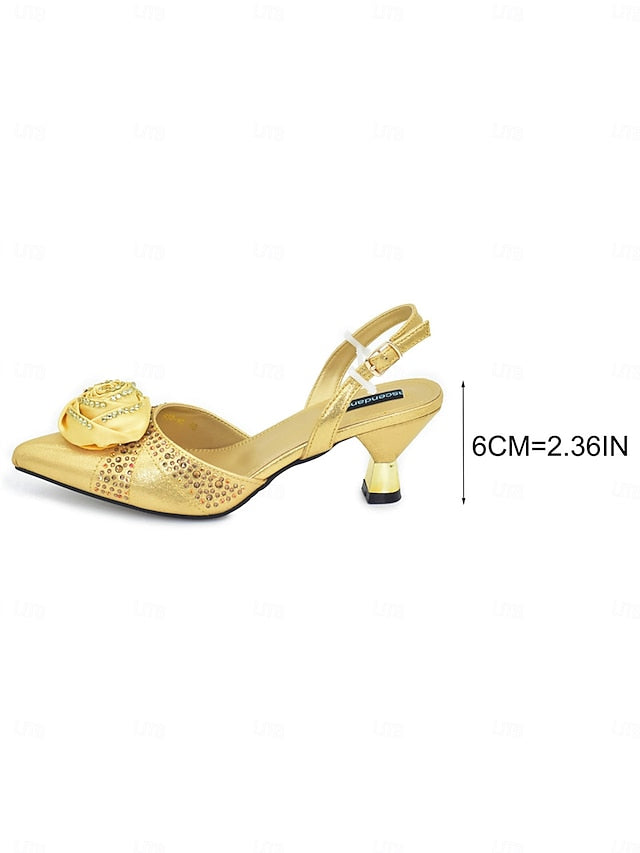 and Clutch - Gold Heels Set Matching Slingback Women's