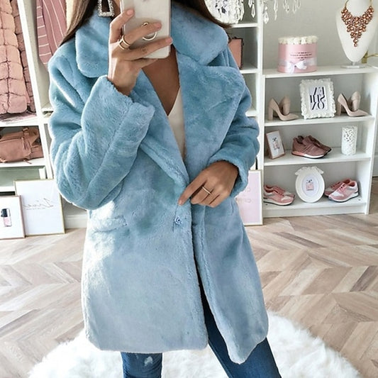 Comfortable Faux Coat Fur Casual Pocket Women's Warm