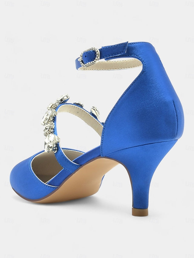 - Embellishments Rhinestone Satin Heels Black Women's with