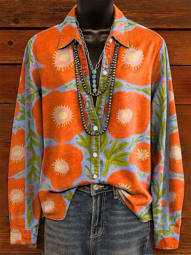 Women's Shirt Linen Like Breathable Lightweight Graphic