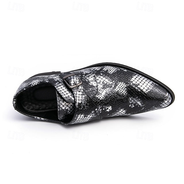 Men Monk – Formal Shoes Snake Classic Print for Strap Brown