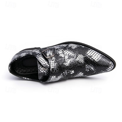 Men Monk – Formal Shoes Snake Classic Print for Strap Brown