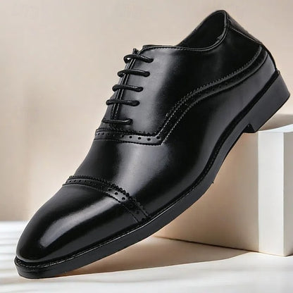 Men's Shoes Brogue Leather Faux Classic – Brown Oxford