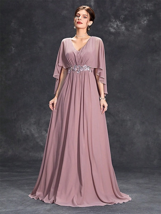 Mother Bride Elegant Dress V Neck the of Floor Party