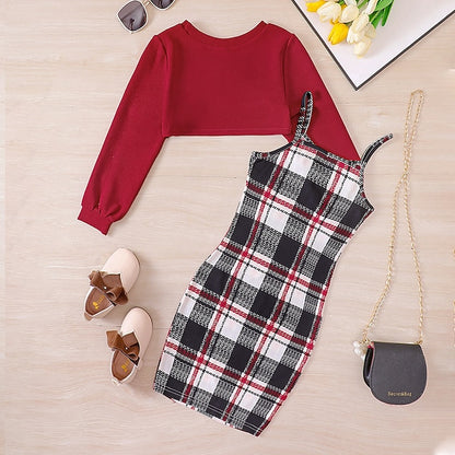 Suits 2 Set Kids Girls' Block Dress Pieces Color Long