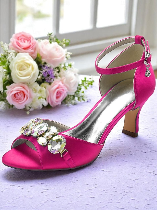 Ankle Women's Strap Satin Black with and Open Toe Heels