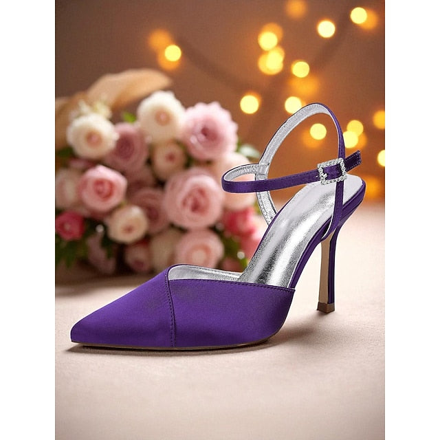 Strap Ankle - Women's with Green Satin Stiletto Heels