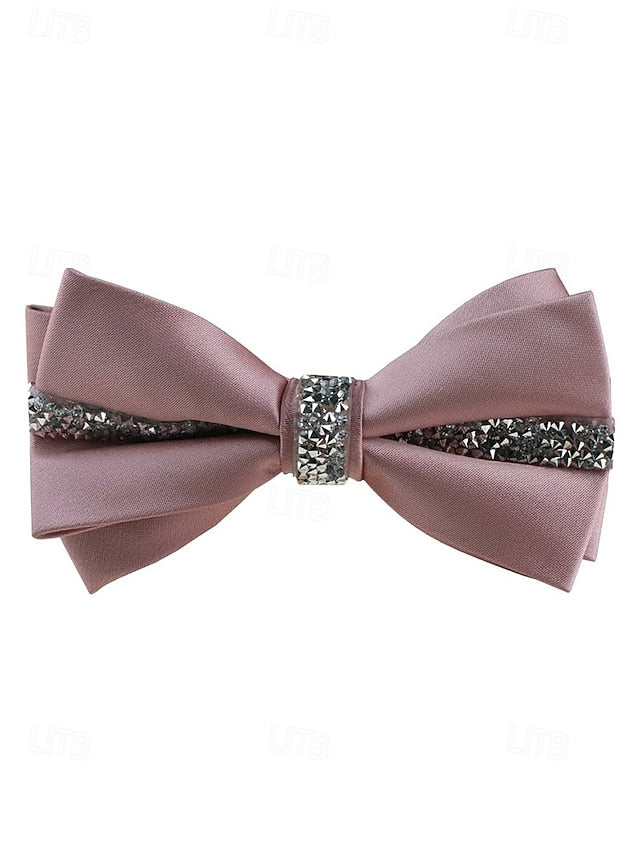 with Crystal Embellishment Bow Burgundy Tie – Satin Elegant