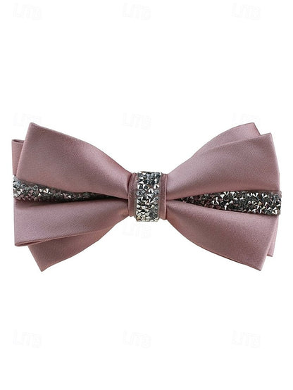with Crystal Embellishment Bow Burgundy Tie – Satin Elegant